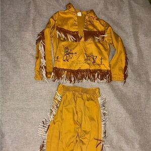 Kids Vintage Fringe Outfit - Yellow and Brown